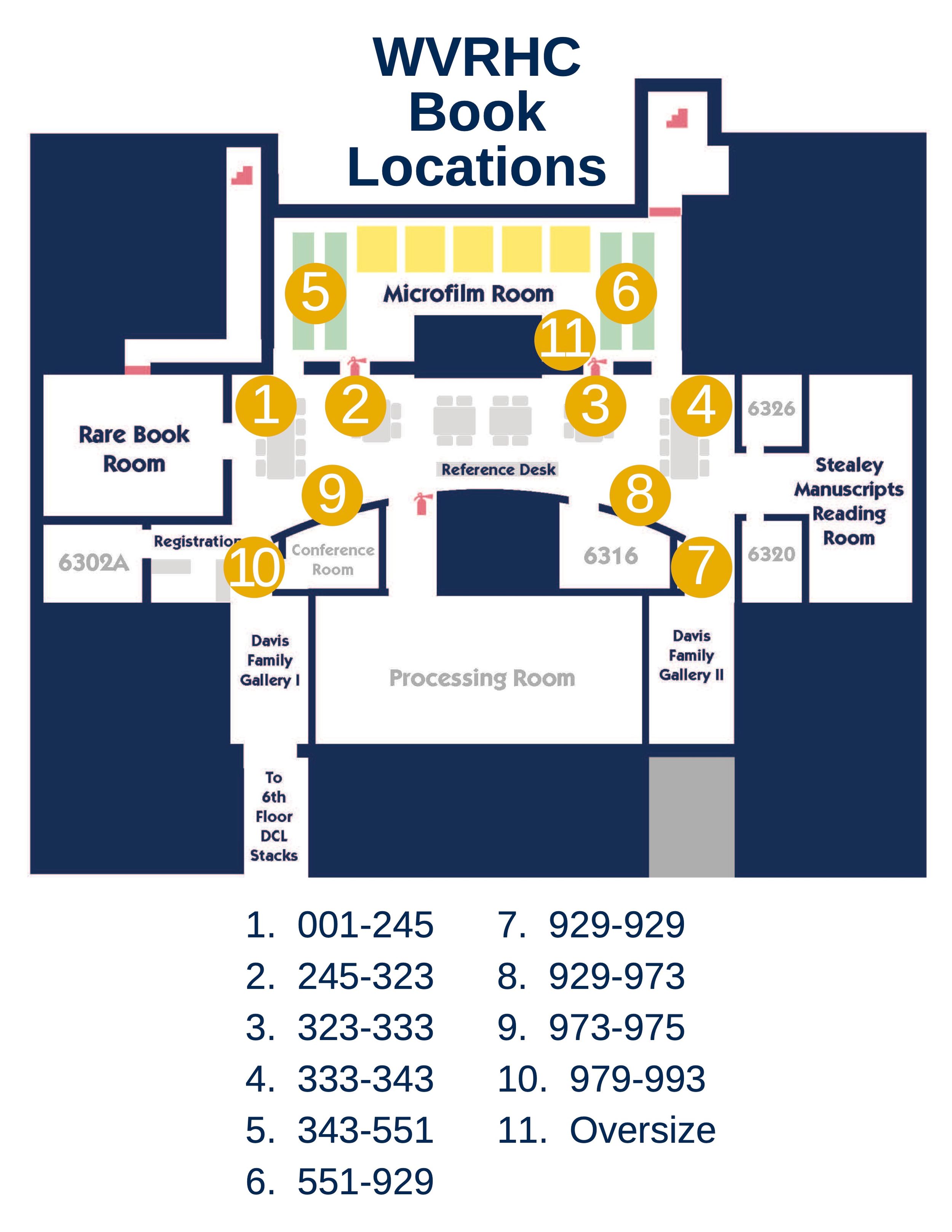 floorplan of the WVRHC with call numbers