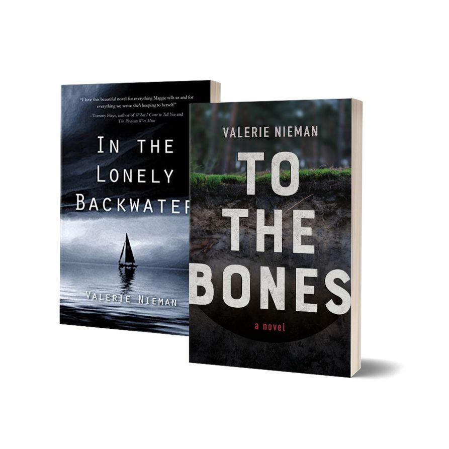 two of Valerie's novels, in the lonely backwaters and to the bones