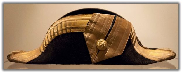 a gold-accented bicorn hat which was part of Chadwick's naval uniform attire 