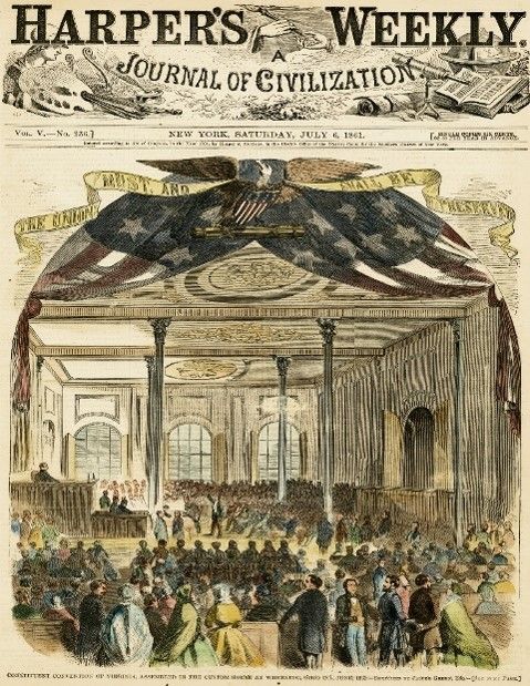 Illustration in Harper's Weekly depicting the second Wheeling Convention. 