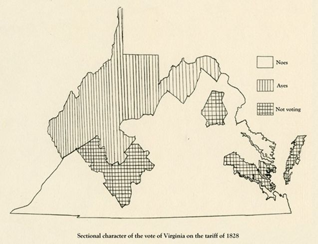 Map showing the vote of Virginia on the tariff of 1828