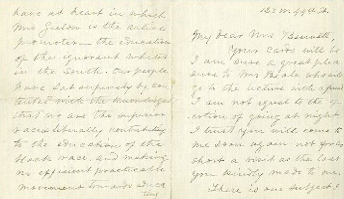 A two-page spread of a letter written by Varina Banks Howell Davis, pictured above 