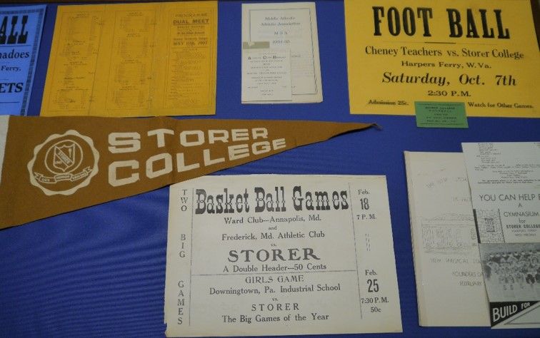 Several pieces of memorabilia concerning the Storer College Golden Tornadoes.