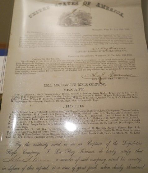Document concerning West Virginia Legislature's Rifle Company 