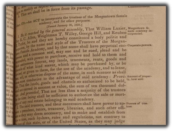 a close up picture of a page of the act of virginia legislature that authorized the academy
