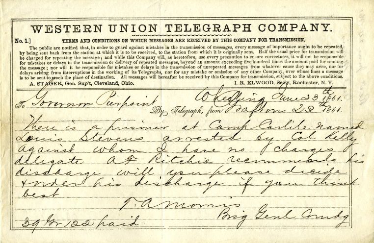 A Western Union telegram