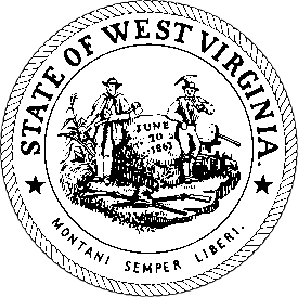 Black and white illustration of the West Virginia state seal