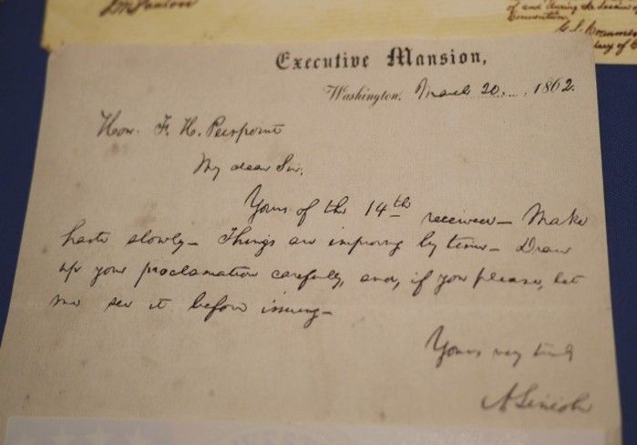 A message from President Abraham Lincoln to Francis H. Pierpont, encouraging speed and attentiveness when organizing the newly formed Restored Government of Virginia.