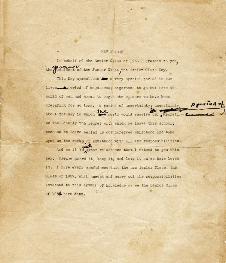 A draft of the key speech, written by jerry west 