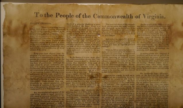 Document calling for a convention to amend Virginia's constitution