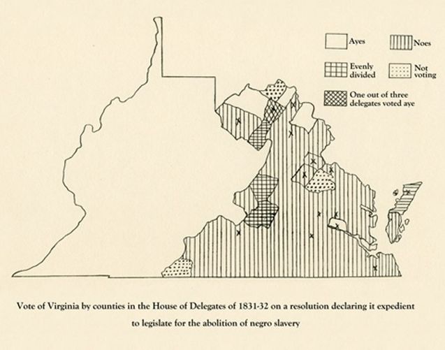 Map showing the vote on a resolution to legislate for the abolition of slavery 